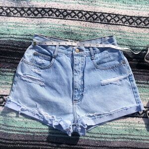 Vintage Gitano Light Blue Ripped Jean Shorts